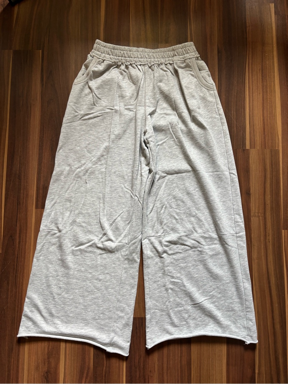 Wide-Leg Light Gray Women's Track Pants with Elastic Waist
